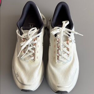 On Running White and Copper Athletic Shoes